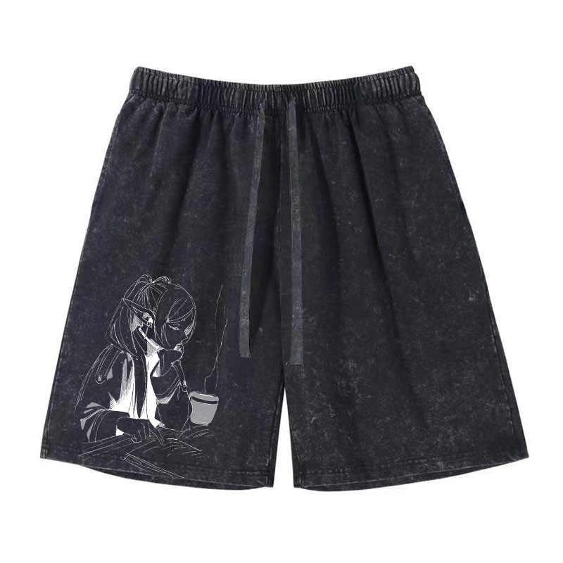 Men Shoes Xxl - Anime Frieren Shorts Vintage Washed Manga