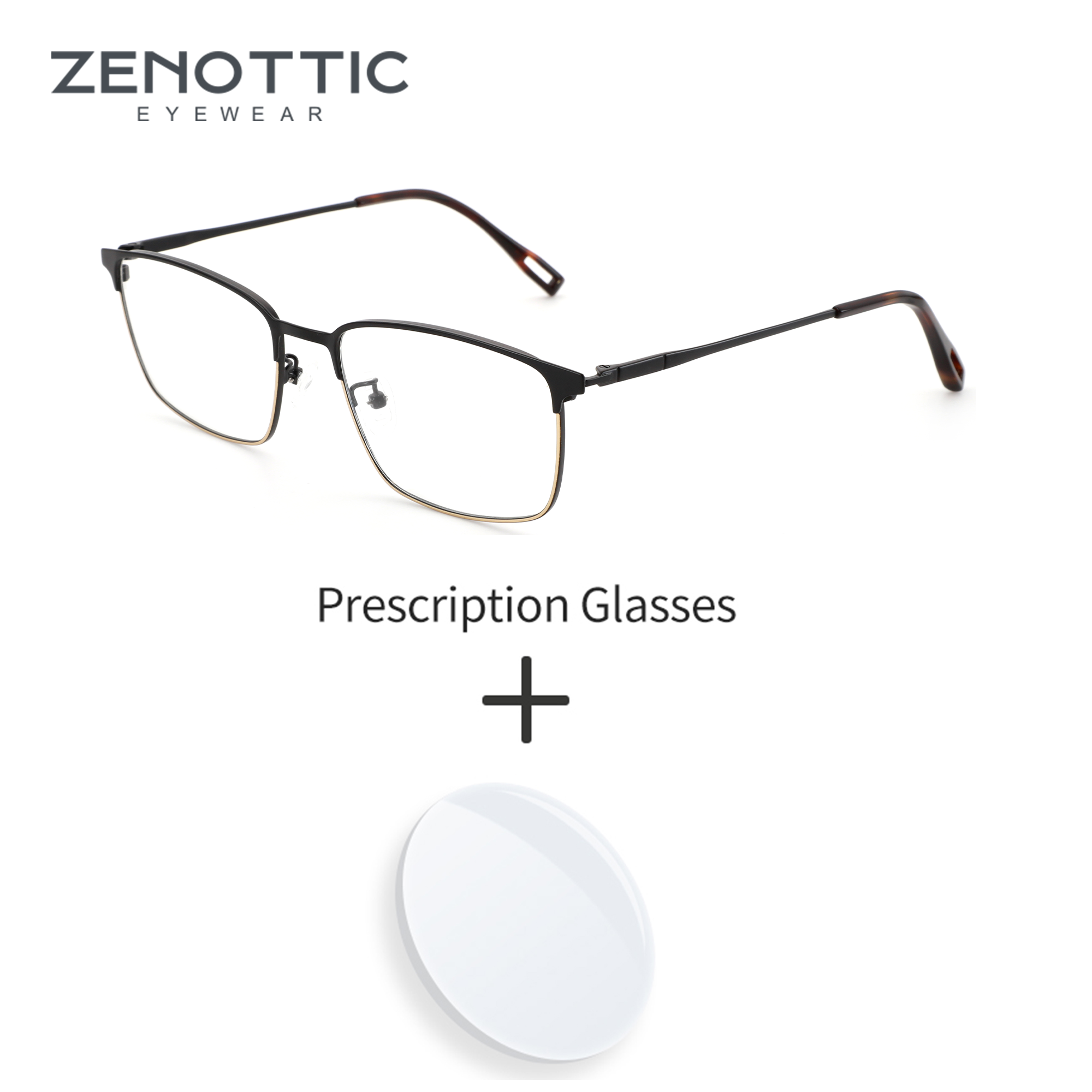 Men Shoes Zegna - ZENOTTIC (XL Size) Titanium Square Prescription