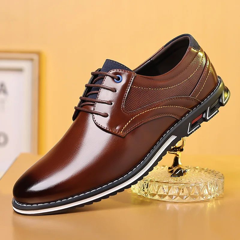 Men Shoes Boss - Retro Men Business Leather Shoes Fashion