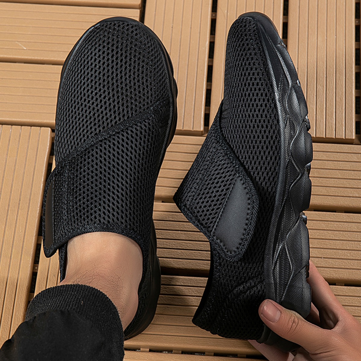 New Men Breathable Mesh Walkin - Men Shoes Velcro 评论和价格
