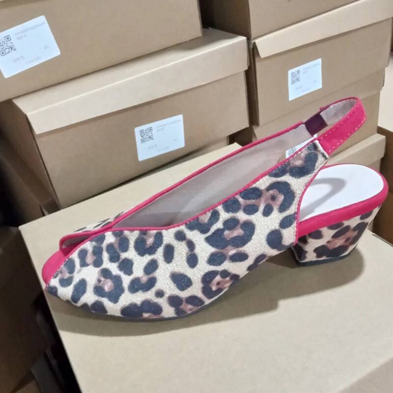 Leopard Print Peep Toe Slingba - Men Shoes Office 评论和价格