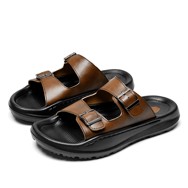 Mens Slip On Sandals Leather S - Men Shoes Velcro 评论和价格