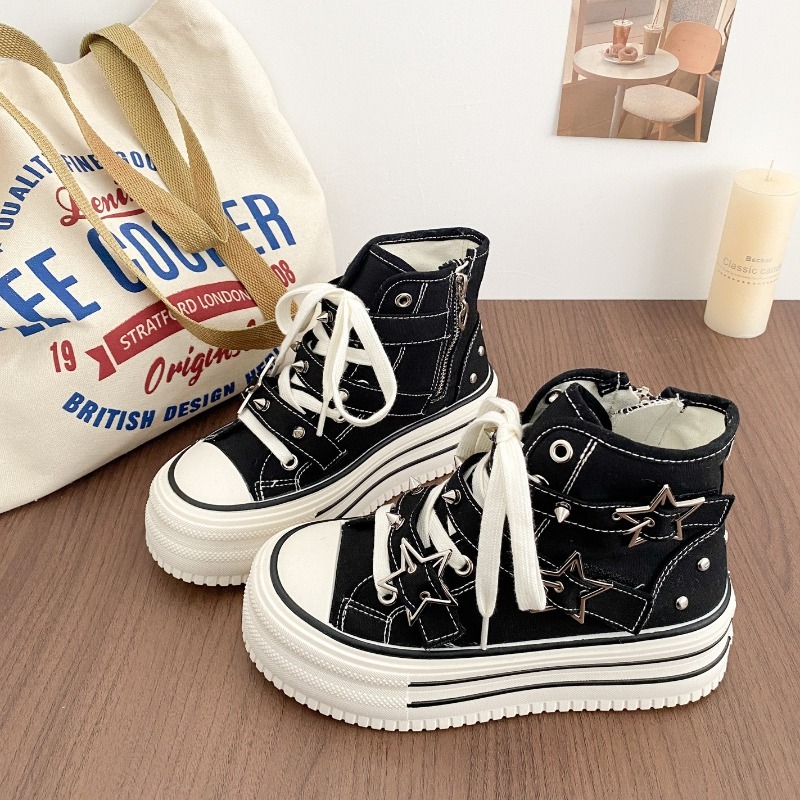 Women's Shoes New Korean Versi - Canvas Sneaker High 评论和价格