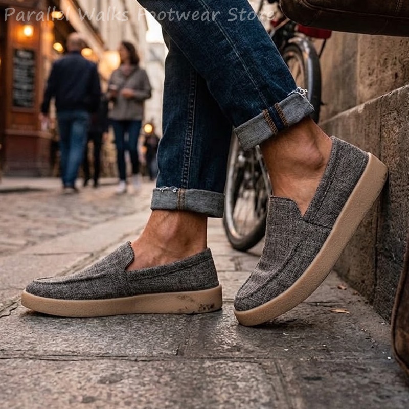 Men's Canvas Slip On Loafers B - Boat Shoe Leather 评论和价格
