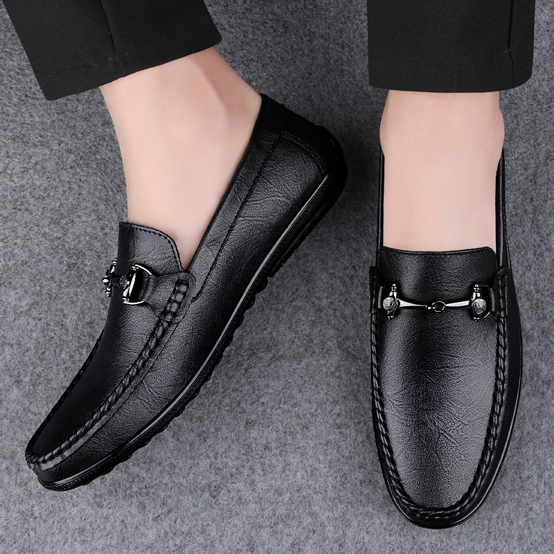 New Black Shoes Men Loafers Br - Boat Shoe Leather 评论和价格