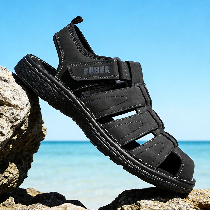 BUBUK Men's Leather Sports San - Men Shoes Velcro 评论和价格