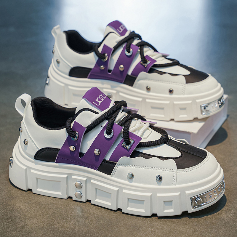 Punk Studded Thick-Soled Men's - Men Shoes White Colour 评论和价格